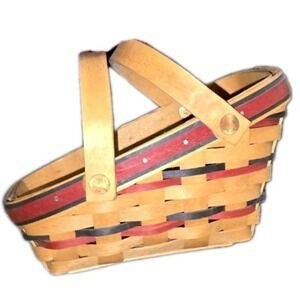 Longaberger 1996 Dash Away To Dresden Tour Colorful Table Basket 8x6x3 signed